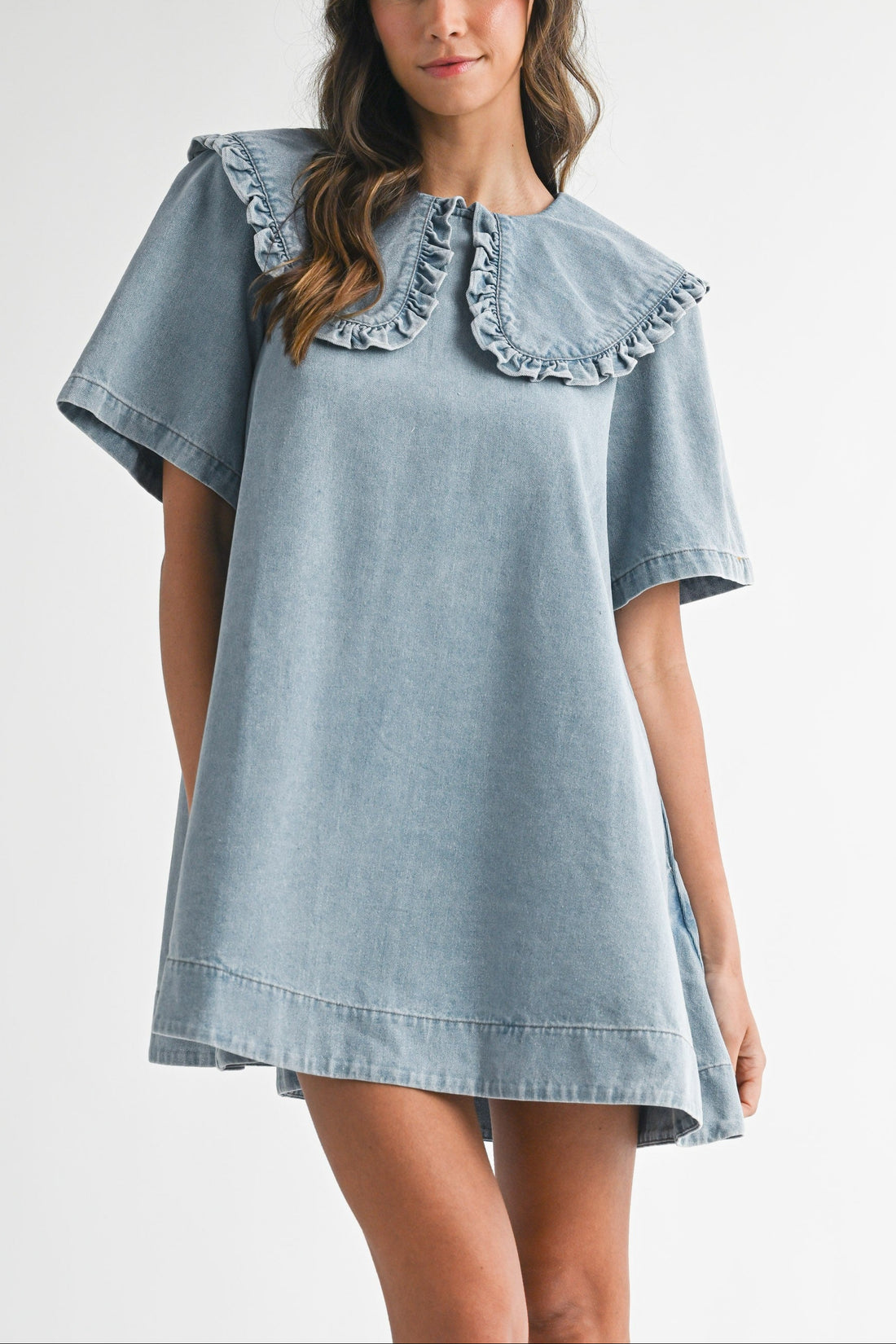 Collar Denim Mini Dress