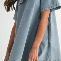 Collar Denim Mini Dress