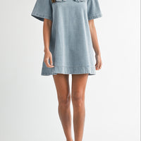 Collar Denim Mini Dress