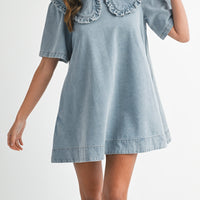 Collar Denim Mini Dress