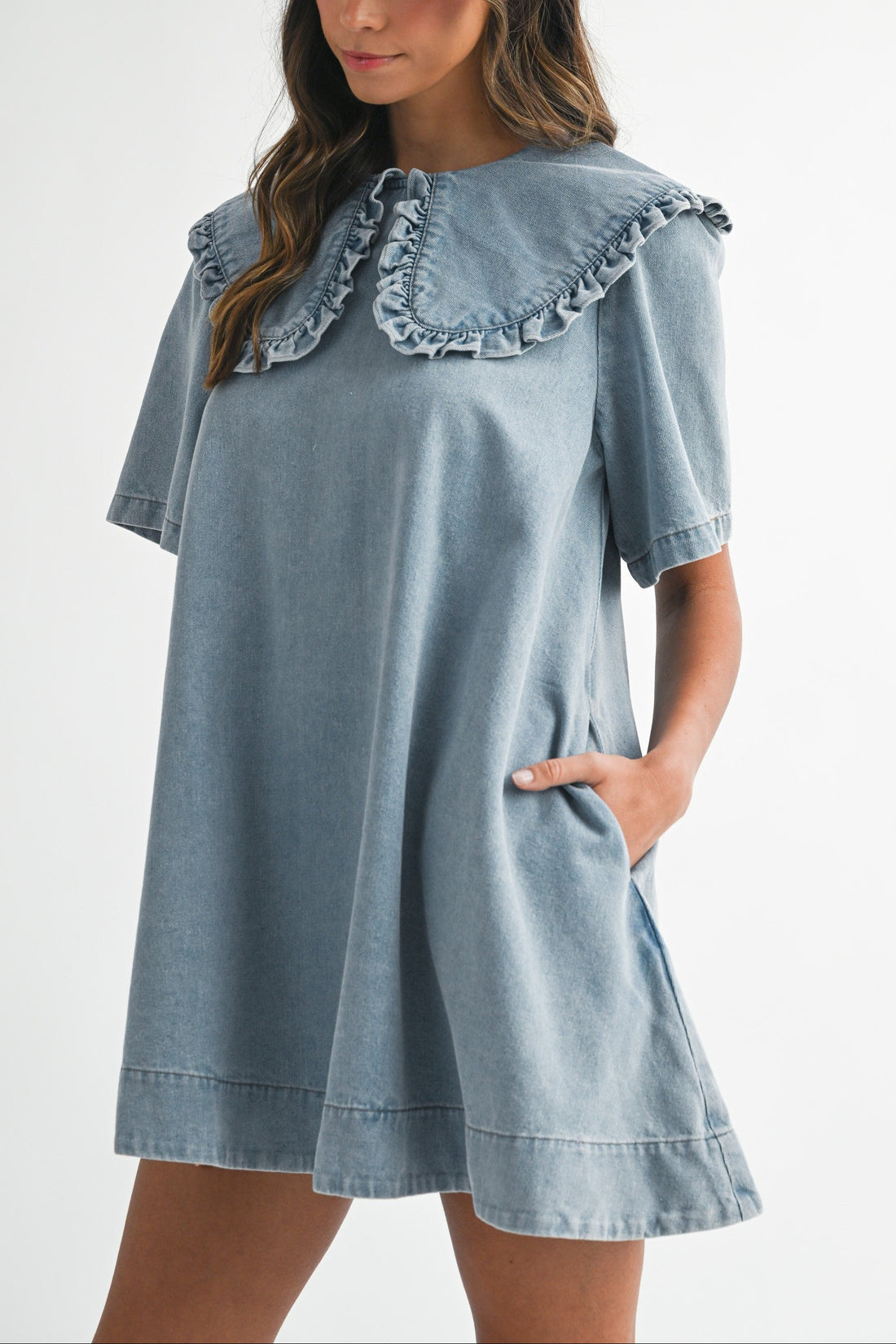 Collar Denim Mini Dress