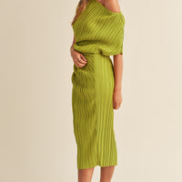 One Shoulder Pleated Midi Dress