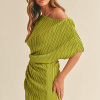 One Shoulder Pleated Midi Dress