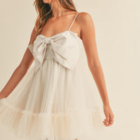 Front Bow Babydoll Mini Dress