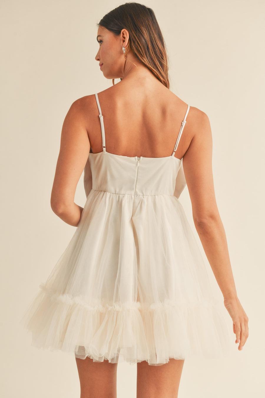 Front Bow Babydoll Mini Dress