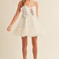 Front Bow Babydoll Mini Dress