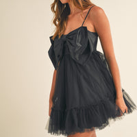 Front Bow Babydoll Mini Dress