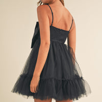 Front Bow Babydoll Mini Dress