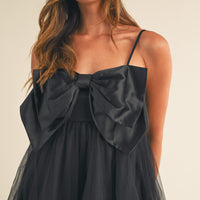 Front Bow Babydoll Mini Dress