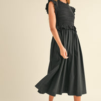 Ruffle Sleeve Knit Twofer Maxi Dress