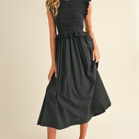 Ruffle Sleeve Knit Twofer Maxi Dress