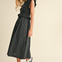 Ruffle Sleeve Knit Twofer Maxi Dress