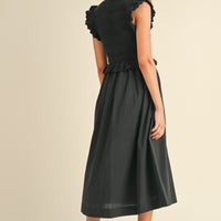 Ruffle Sleeve Knit Twofer Maxi Dress