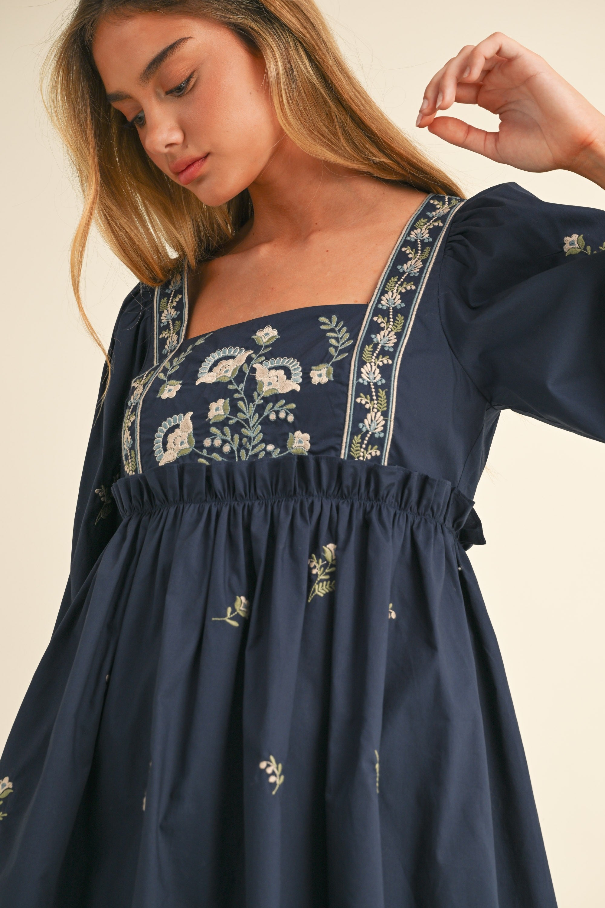 Harper Embroidered Mesh Babydoll Set