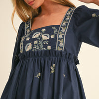 Floral Embroidered Babydoll Dress