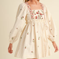 Floral Embroidered Babydoll Dress