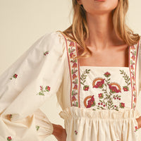 Floral Embroidered Babydoll Dress