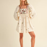 Floral Embroidered Babydoll Dress