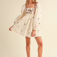 Floral Embroidered Babydoll Dress