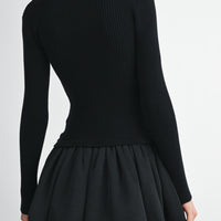 Knit Sweater with Bubble Mini Skirt Dress
