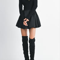 Knit Sweater with Bubble Mini Skirt Dress