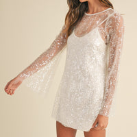 Sequin Bell Sleeve Mini Dress