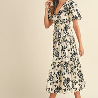 Floral Print Puff Sleeve Maxi Dress