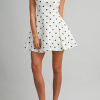Polka Dot Satin Mini Dress with Bow Straps