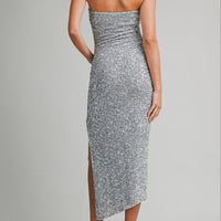 Sequin Strapless Bodycon Midi Dress