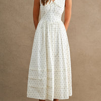 Polka Dot Sailor Collar Midi Dress
