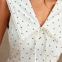Polka Dot Sailor Collar Midi Dress