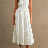 Polka Dot Sailor Collar Midi Dress