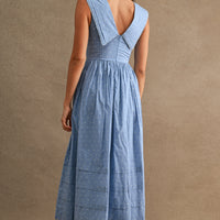 Polka Dot Sailor Collar Midi Dress