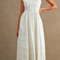 Polka Dot Sailor Collar Midi Dress