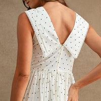 Polka Dot Sailor Collar Midi Dress