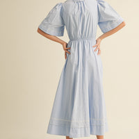 Embroidery Floral Button Down Maxi Dress