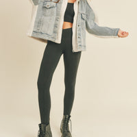 Fleece and Denim Combo Oversized Jacket