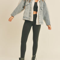 Fleece and Denim Combo Oversized Jacket