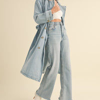 Double Breasted Denim Trench Coat