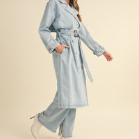 Double Breasted Denim Trench Coat