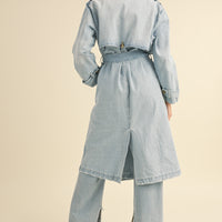 Double Breasted Denim Trench Coat