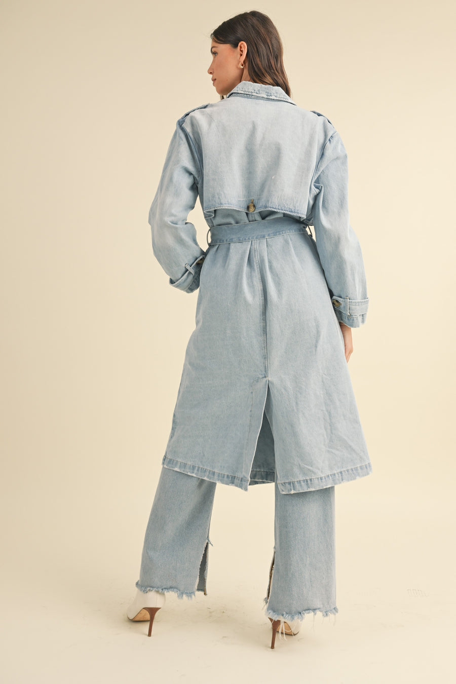 Double Breasted Denim Trench Coat