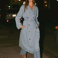 Double Breasted Denim Trench Coat