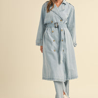 Double Breasted Denim Trench Coat