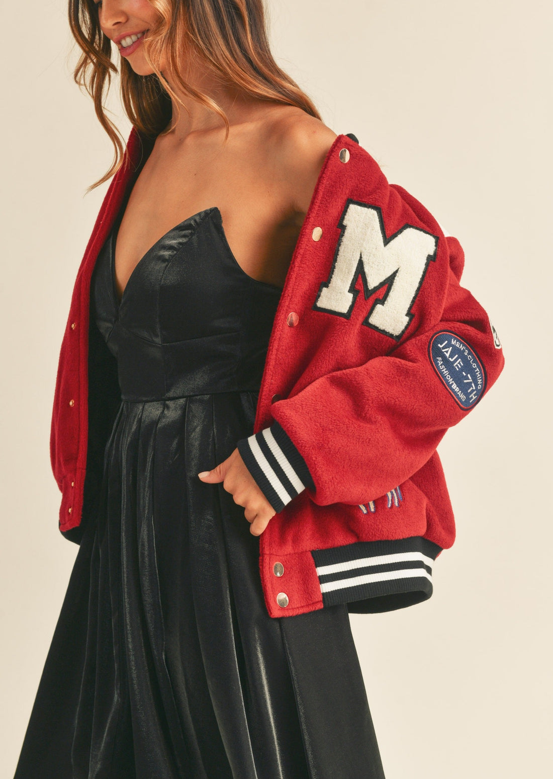 M Bomber Varsity Jacket with Patch