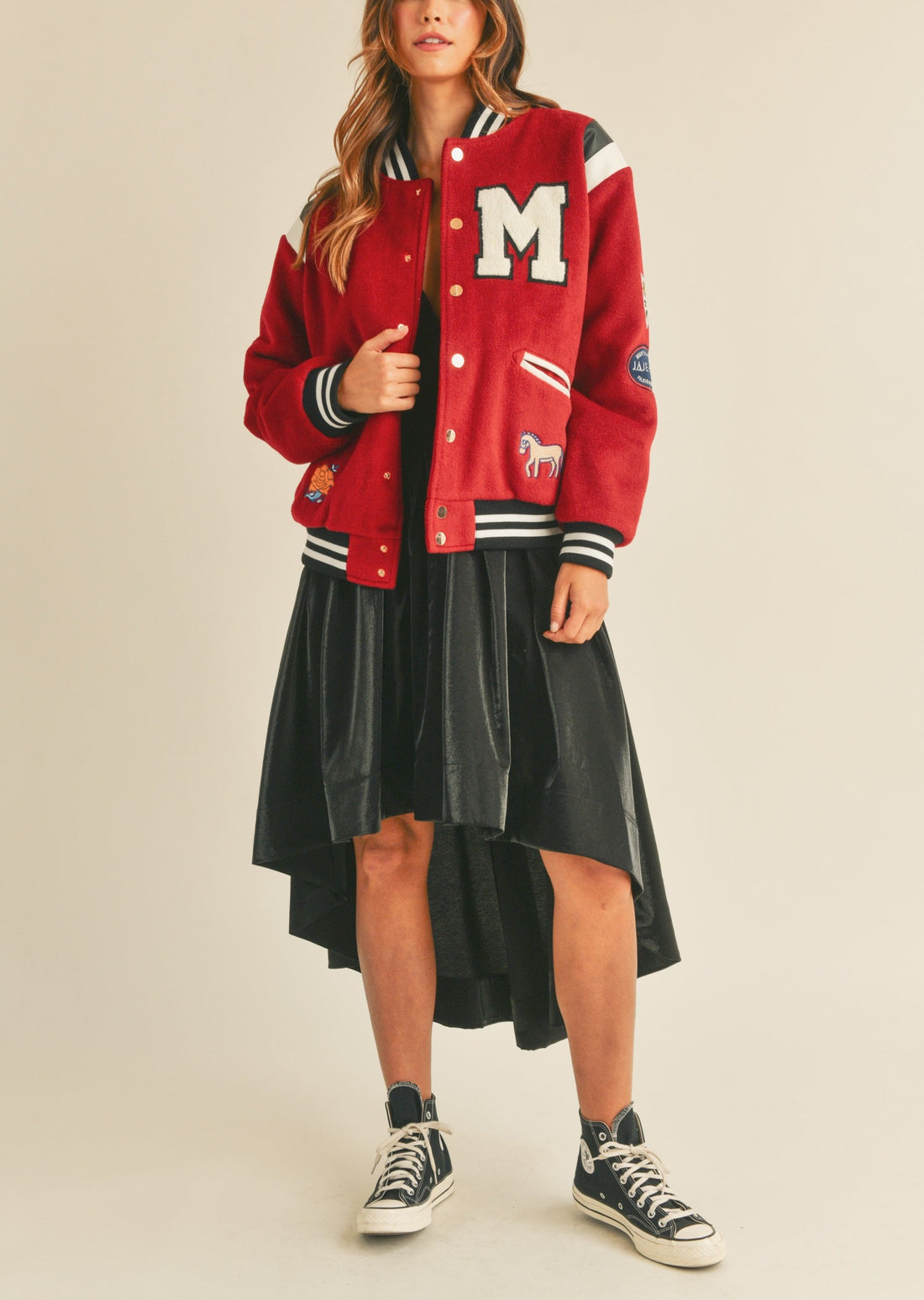 M Bomber Varsity Jacket with Patch