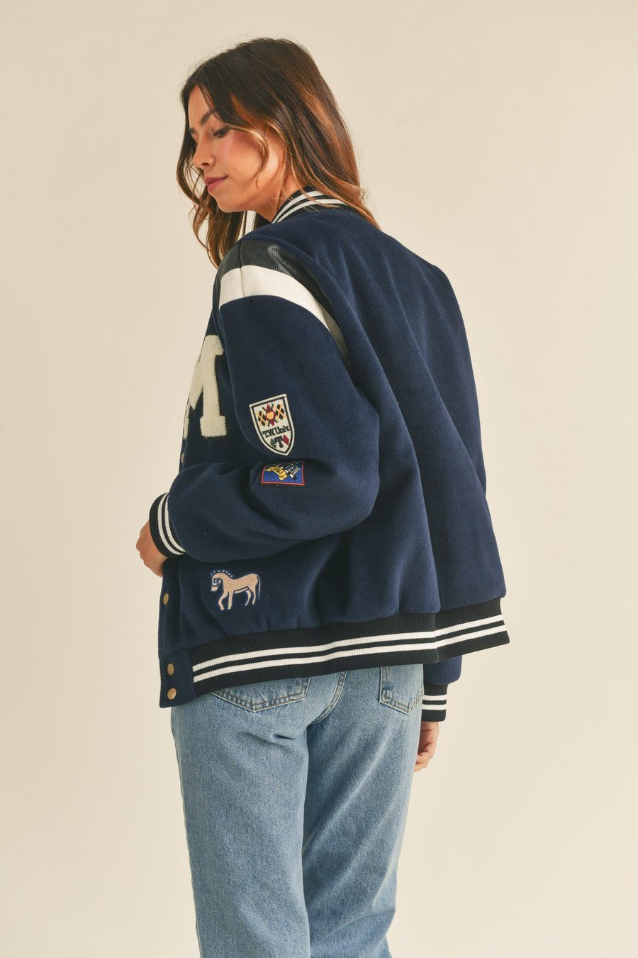 M Bomber Varsity Jacket with Patch