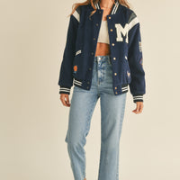 M Bomber Varsity Jacket with Patch