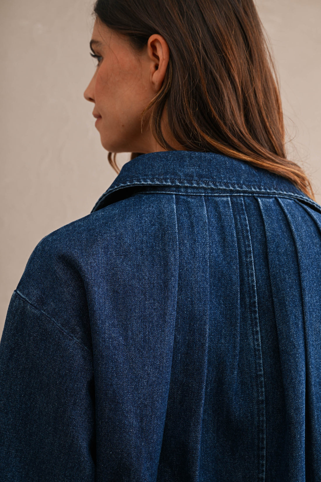 Eyelet Embroidered Drawstring Denim Utility Jacket