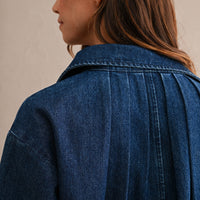 Eyelet Embroidered Drawstring Denim Utility Jacket